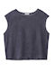 Women's Crop Cotton Sleeveless Gray Top