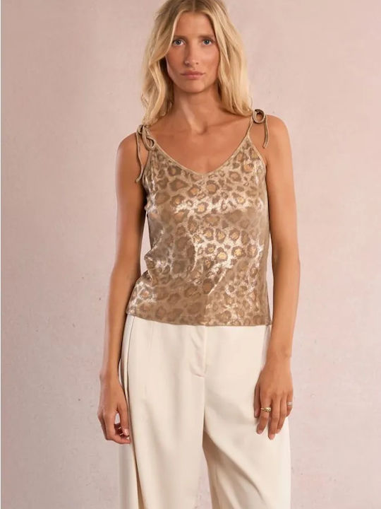 Women's Blouse Animal Print Gold