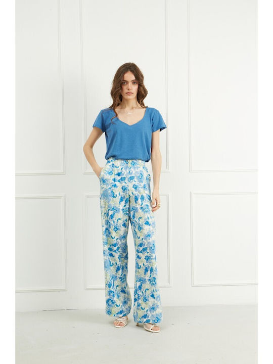 Γυναικεία Παντελόνα Floral Μπλε Floral