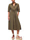 Summer Midi Shirt Dress Khaki VA6117TS330 X0763