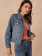 Kurzes Damen Jean Jacke Ausgewaschenes Blau