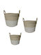 Espiel Basket Synth Rattan Round Set/3 Natural White 35x30 30x25 25x20cm Code Fex203