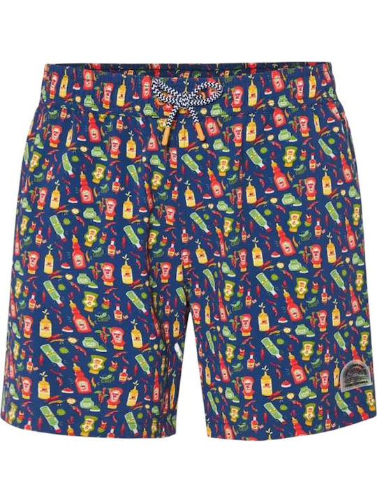 Men's Swimwear Shorts Blue with Patterns FBM013-008-16-Twilight Blue