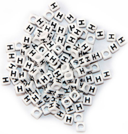 Mărgele Acrilice Cub Litere H 6mm 25 Buc 19-08