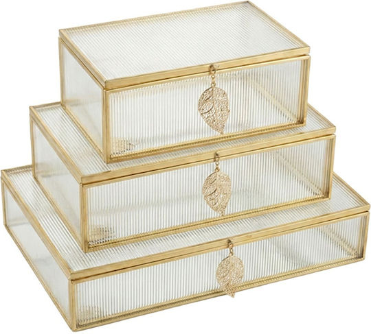 Кутия Метал Стъкло Комплект 3 Броя 15x10x6-20x12x6-25x15x6 см Кутия Метал Стъкло Комплект 3 Броя 15x10x6-20x12x6-25x15x6 см