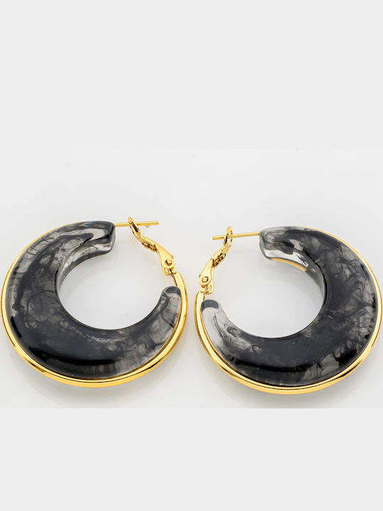 Earrings Hoops Made of Black Resin 5182-1-Black