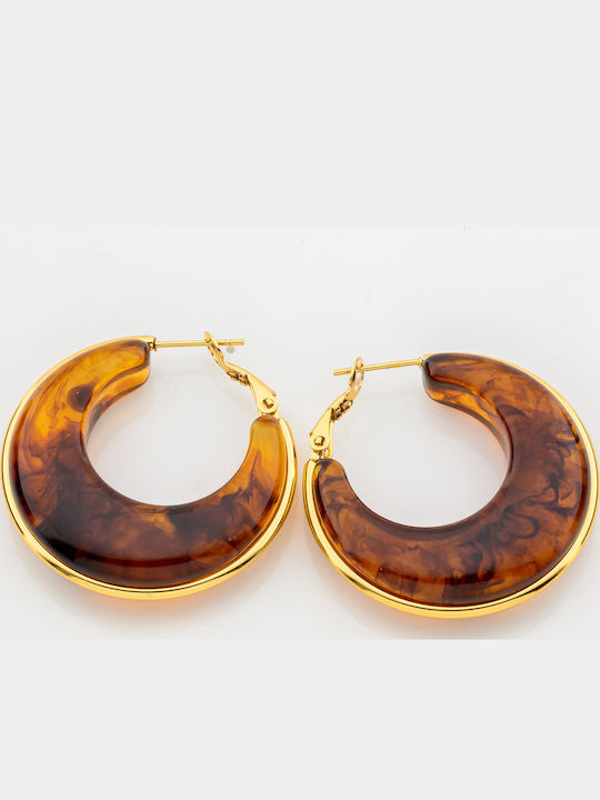 Earrings Hoops Made Of Brown Resin 5182-1-Brown