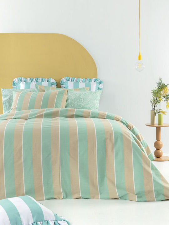 Palamaiki City Life Cl201 Bed Sheets Set King Size With Rubber Hugger 240x260+32cm Green (4pcs)