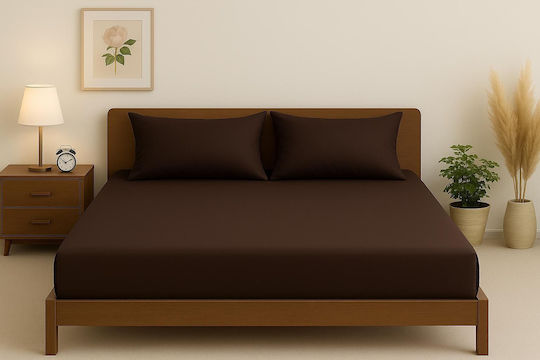 Подредба Кралица 4 Бройки 160x200+30см с Еластична Лента Кафяво