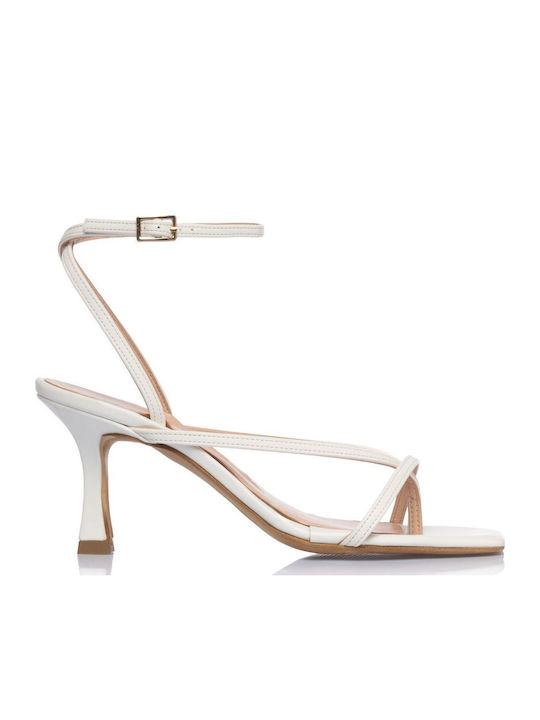 Damen Sandalen Aus Leder Weiß