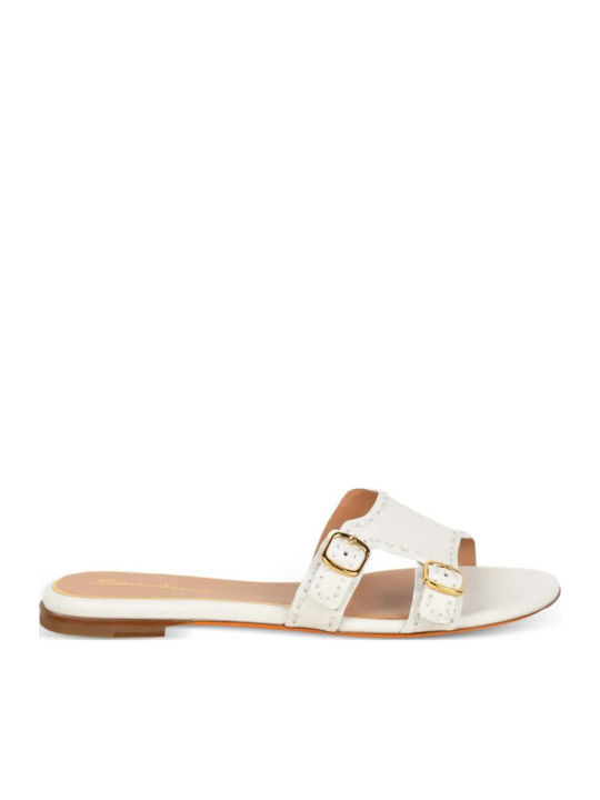 Santoni Leather White Sandals