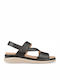 Damen Anatomische Flache Sandalen Schwarz