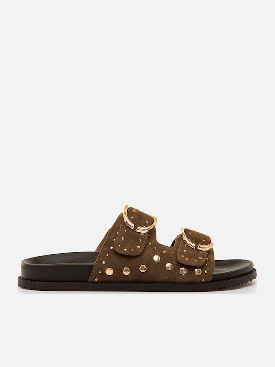 Flache Damen Anatomisch Braune Sandalen