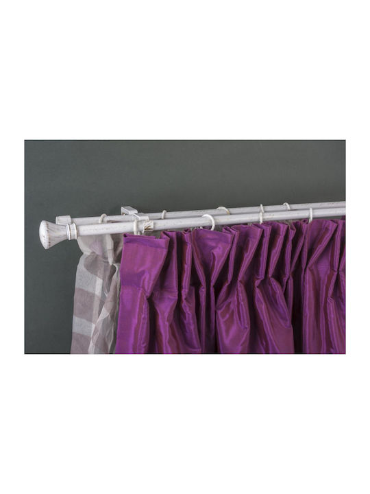 Metallic Double Curtain Pole With Rod 160cm White Gold