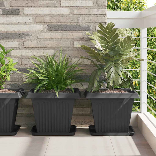 vidaXL Plastic Black Pot Plate 32x32cm Set of 6 42020365