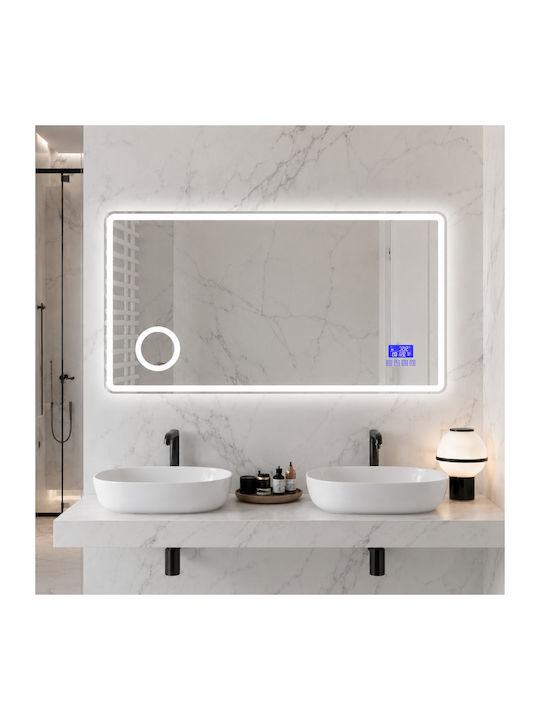 Futura Увеличаващо Правоъгълно Огледало за Баня LED Touch с Bluetooth 120x80cm Прозрачно