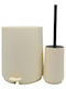 Ankor Plastic Bathroom Brush and Bin Set Soft Close 5l Beige