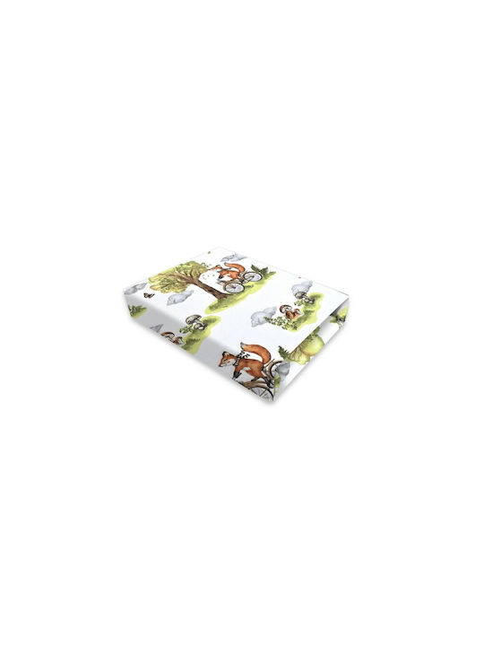 Qmini Lenjerie De Patut Bebe Pentru Patut Din Bumbac Cu Cauciuc Bej 120x60cm