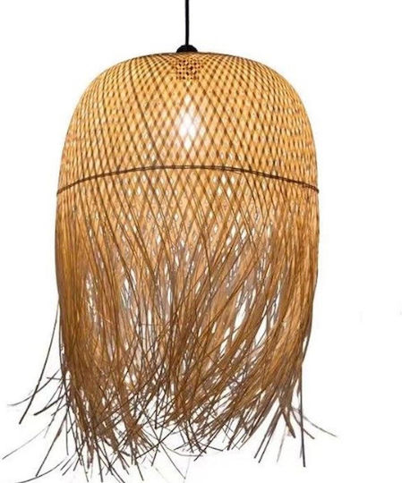 Bsy Κρεμαστό Φωτιστικό Οροφής 40x60cm Πλεκτό Bamboo Κρόσσια