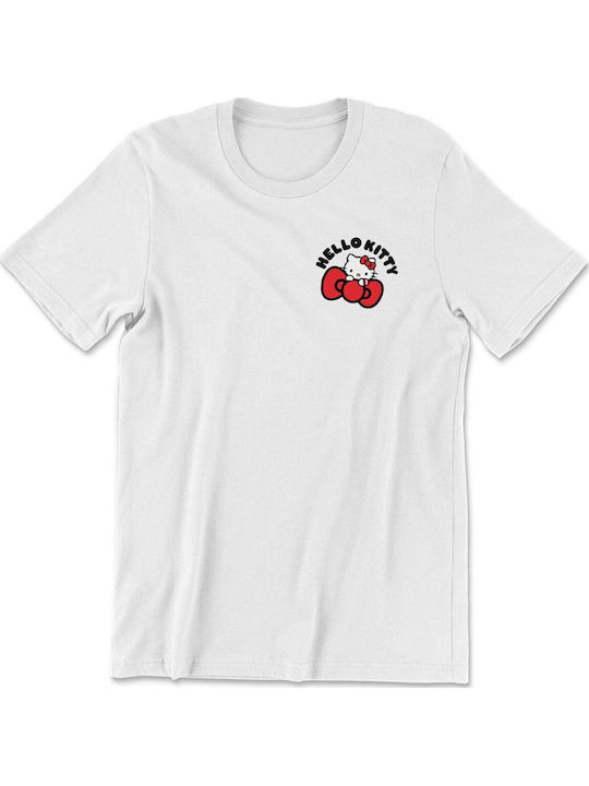 Hello Kitty Crest Bow T-shirt White Unisex Snr-1-hks006-wh