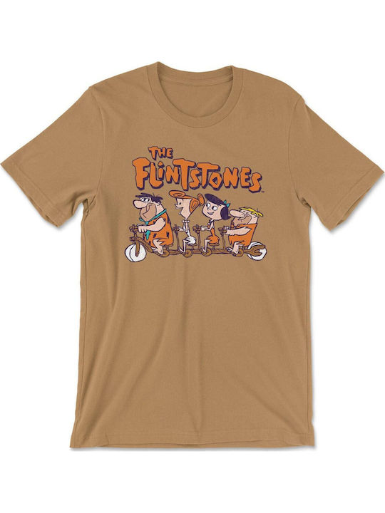 Flintstones Biking T-shirt Old Gold Unisex Wb-1-flint006-og