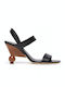 Damen Sandalen Aus Leder Schwarz