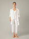 Milena by Paris Summer Women's Robe with Pajamas Ivory Set9141_5337-Ivory