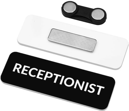 Receptionist Name Tags Badge Plexiglass Magnetic Safety 75x25mm
