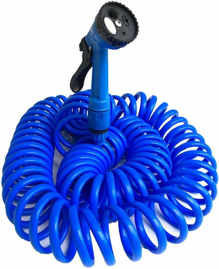 Spiral Garden Hose 7.5m Watering Gun Blue