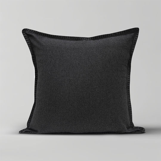 Lino Home Decorative Pillow Case Tavola From 100% Cotton Black 45x45cm