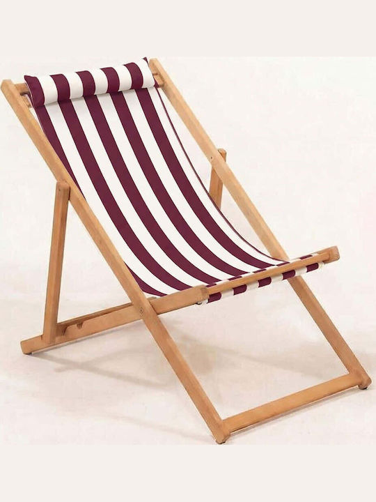 Deckchair Myn Wooden White-Claret Red 59x44x90cm