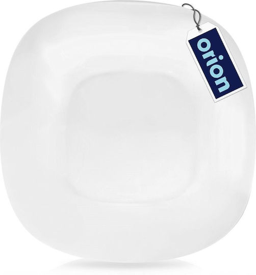 Lumarko Luna Πιάτο Γλυκού Τετράγωνο Γυάλινο Λευκό 20x20cm