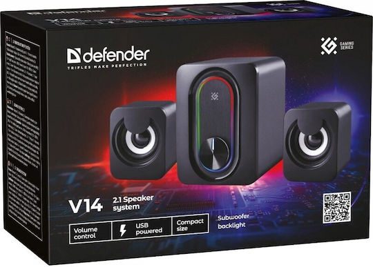 Defender V14 Ηχεία Υπολογιστή 2.1 με Bluetooth και Ισχύ 11W Μαύρα