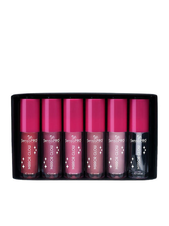 Комплект От 6 Sensopro Milano Блясъка За Устни Огледало Glow Babe