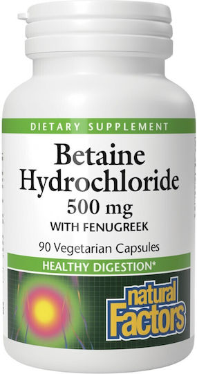Natural Factors Betaine HCL 500mg Ειδικό Συμπλήρωμα Διατροφής 90 κάψουλες