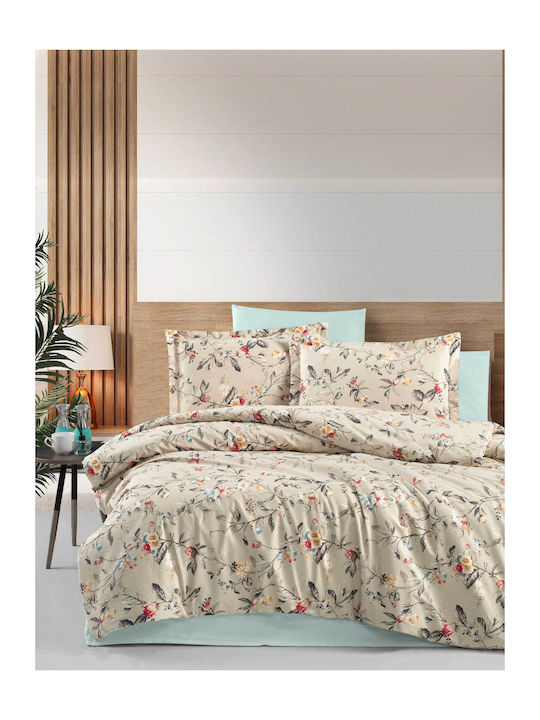 Madi King Size Bed Sheets Set with Rubber Hugger 240x260cm Brown 4 Pieces
