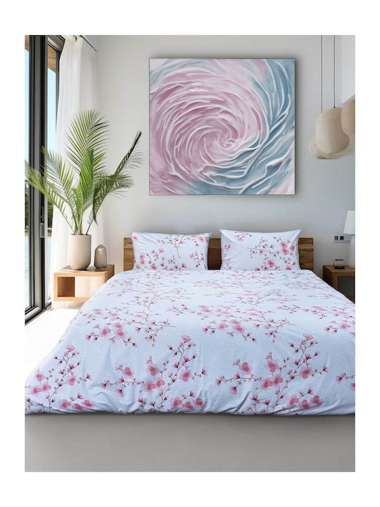Madi Set Bed Sheet With 2 Pillowcases Super-Double With Rubber Hugger 170x260cm Pink 3 Pieces