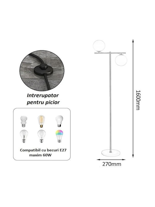 Luminastar Lampadăr De Podea Înălțime 160 Cm Negru