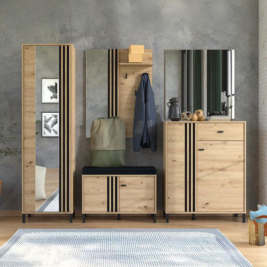 Επιπλο Εισοδου-χωλ Laval P1 Og Artisan Oak-μαυρο Χρωμα 55x40x193εκ