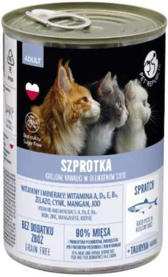 Pet Republic Wet Cat Food for Adult Cats in Cans with Sardine Meat and Fish Grain Free 10x400gr