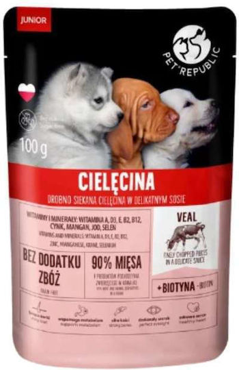 Pet Republic Wet Dog Food For Puppies With Calf And Meat 24x100gr