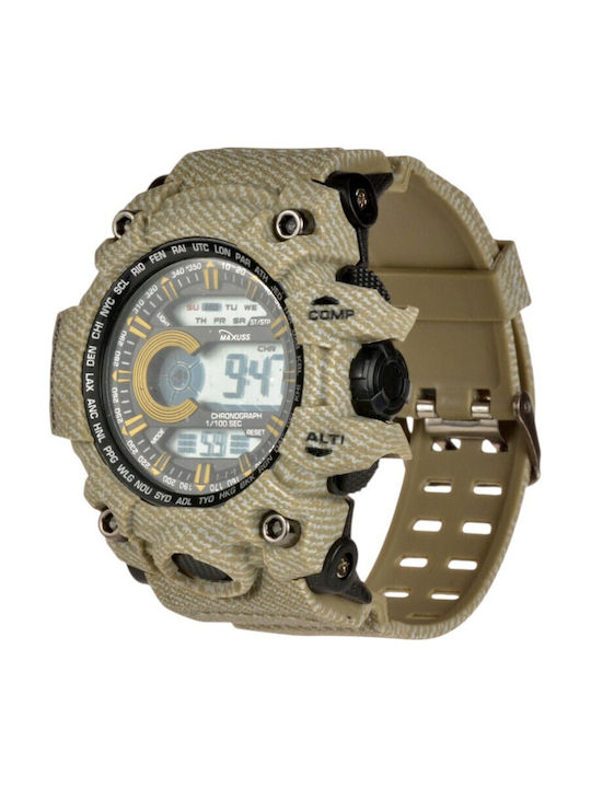 Digital Herrenuhr 40mm Batterie mit Beige Gummi...