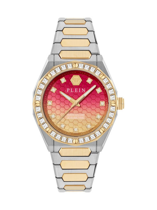 Philipp Plein Lady Damenuhr Batterie mit Silber Metall-Armband