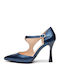Leather Heels Light Blue