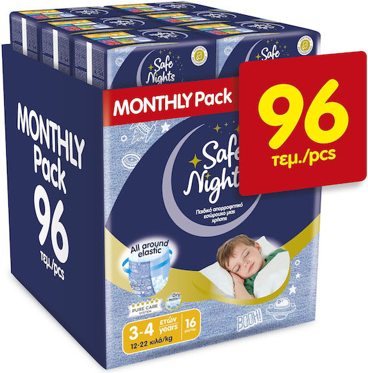 Safe Nights Diaper Pants Monthly Pack for 12-22kg 96pcs