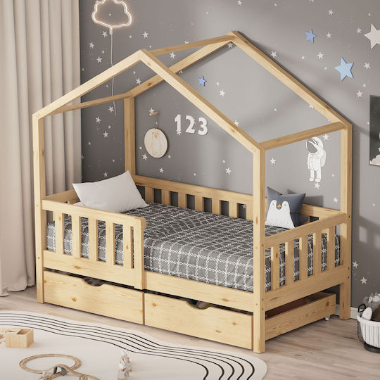Kids Bed Single Beige for Mattress 70x140cm