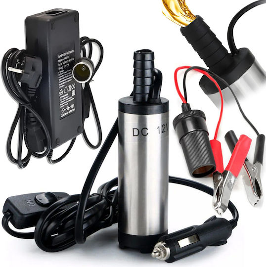 Pompă Auto Transfer Lichide Filtru Zola 12v Debit 12 L Min 8500 Rpm Adaptor Priză Brichetă Cleme Alimentare Oțel Inoxidabil