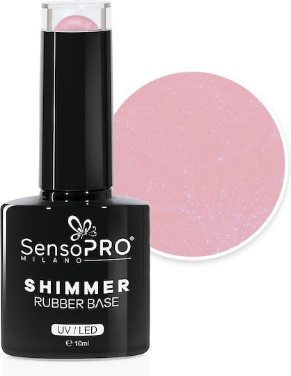 Shimmer Rubber Base SensoPro Milano #14 Musical Rose Shimmer Albastru 10ml