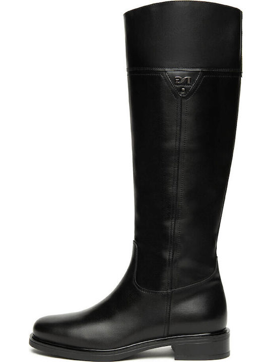 Cizme Dama din Piele cu Elastic Negre