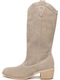 Leder Damenstiefel mit Gummi Beige